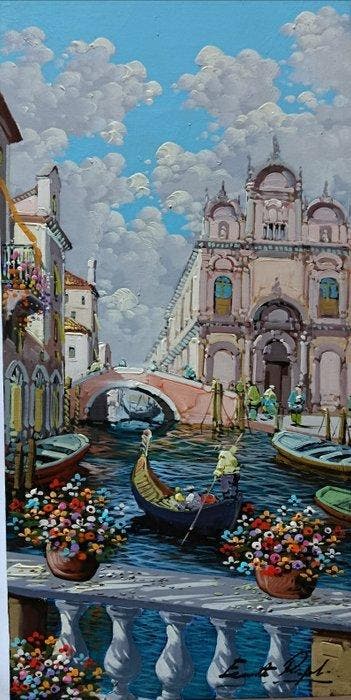 Ernesto Rispoli (1948) - Balcone veneziano, Antiek en Kunst