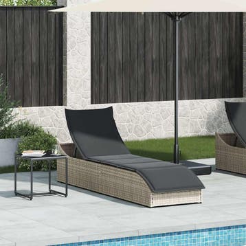 vidaXL Ligstoel inklapbaar kussen opbergruimte poly rattan, Verzenden, Nieuw