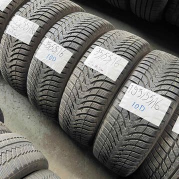 4 x Michelin Alpin 195-55-16 Winterbanden 8,5mm, Gebruikt, 16 inch, Band(en), Personenwagen