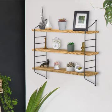 Industrieel Wandrek 3-Lagen –Houten Planken en Metalen Frame, Huis en Inrichting, Kasten | Wandmeubels, Verzenden, Nieuw