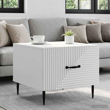 vidaXL Salontafel met lade Hoogglans Wit 49 x 50 x 40 cm, Huis en Inrichting, Verzenden, Nieuw, Overige houtsoorten, 50 tot 100 cm