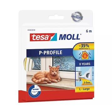 Tochtstrip | Tesa | 6 meter (P-profiel, Zelfklevend, Wit), Verzenden, Nieuw