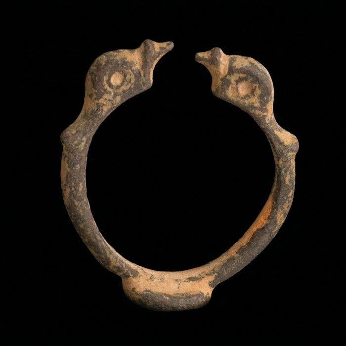 Viking periode Brons Zeldzame Huginn & Muninn Uitstekende, Sieraden, Tassen en Uiterlijk, Antieke sieraden