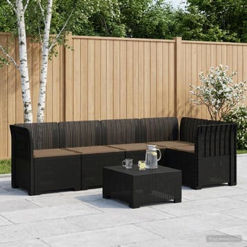 vidaXL 5-Zits Tuin Sofa met Kussens Rattan Look PP Antraciet, Verzenden, Nieuw