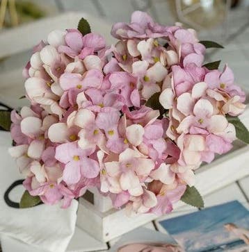 Hortensia hydrangea bundel mauve creme zijdenbloem 6 takken, Ophalen of Verzenden, Nieuw