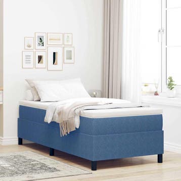 vidaXL Boxspringbed Blauw en Wit 100 x 200 cm Katoen Stof, Verzenden, Nieuw, Blauw