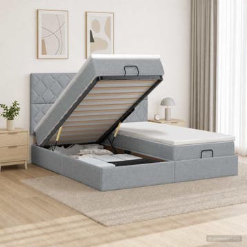 vidaXL Ottoman bed met matras met hoofdeinde 2 st Lichtgrijs, Verzenden, Nieuw