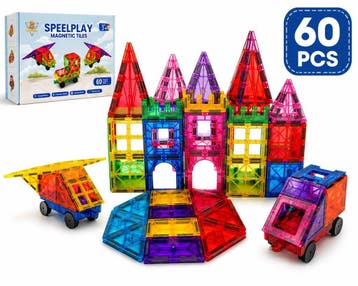 Speelplay Magnetic Tiles 60 Stuks | Magnetische Bouwstenen, Kinderen en Baby's, Speelgoed | Educatief en Creatief, Ophalen of Verzenden