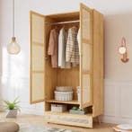 Rattan Garderobekast – 2-Deurs Kast met Kledingroede, Huis en Inrichting, Verzenden, Nieuw