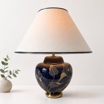 Le Dauphin - Tafellamp - Kobalt Blauw - Messing, Keramiek,, Antiek en Kunst