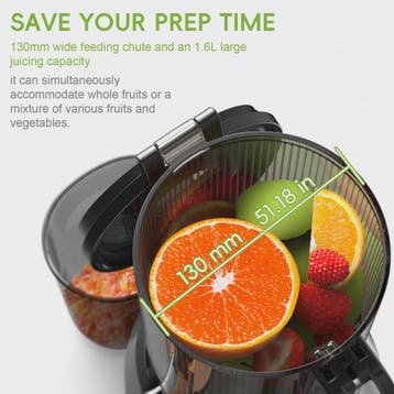 BioloMix Slowjuicer met 130mm invoertrechter - Hoge sapopbre, Verzenden, Nieuw
