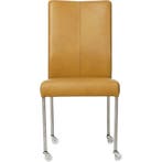 Leren eetkamerstoel Comfort met wieltjes - Granada Amber, Ophalen of Verzenden, Nieuw, Leer, Modern