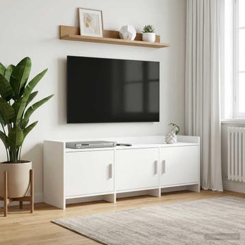 vidaXL TV-kast 130 x 33 x 47 cm Wit Bewerkt hout, Minder dan 50 cm, Verzenden, Nieuw, Minder dan 100 cm
