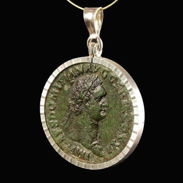 Oud-Romeins Coin pendant, Keizer Domitianus - Moneta aan de