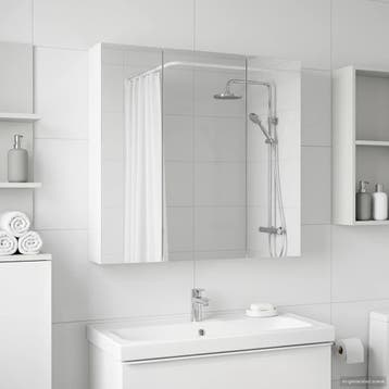 vidaXL Badkamer spiegelkast Wit 70 x 14,5 x 70 cm Bewerkt, Huis en Inrichting, Tafels | Kaptafels, Verzenden, Nieuw