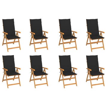 vidaXL Tuinstoelen 8 st verstelbaar met kussens massief, Verzenden, Nieuw, Hout