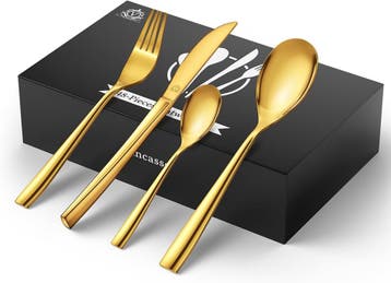 Bestekset 12 persoons - Bestek set - 48-delig - Goud - Vanca, Verzenden, Zo goed als nieuw