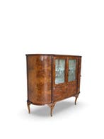 Dressoir - Walnoot, Messing, Hout, Glas