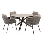 Prado Cannes dining tuinset 130xH75 cm rond 5 delig, Tuin en Terras, Ophalen of Verzenden, Nieuw