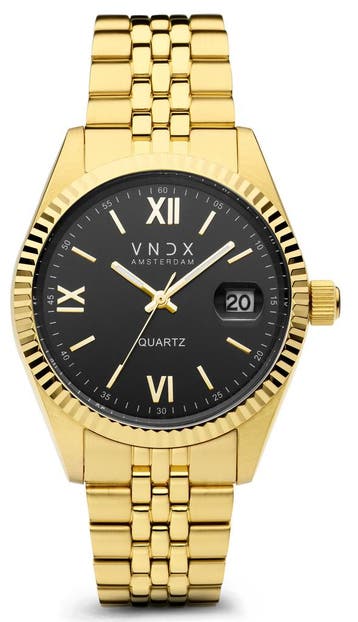 VNDX Dare Devil XL Gold Black MD43008-01 dameshorloge, Overige merken, Staal, Verzenden, Polshorloge