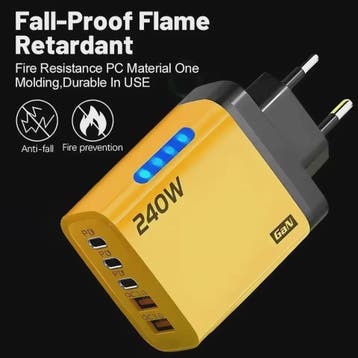 240W GaN 5-Poorts Snellader | USB-C PD & QC 3.0 | EU/US Stek, Computers en Software, Verzenden, Nieuw