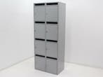 Lockerkast 8-deurs afsluitbaar 195x78x45cm - aluminium grijs, Ophalen of Verzenden, Gebruikt