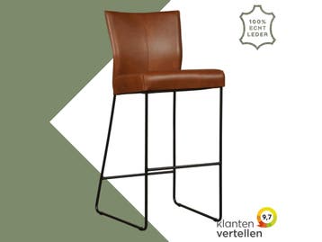 Leren barkruk Mate hoog - Granada Savannah (cognac), Nieuw, Leer, Ophalen of Verzenden, 90 cm of meer