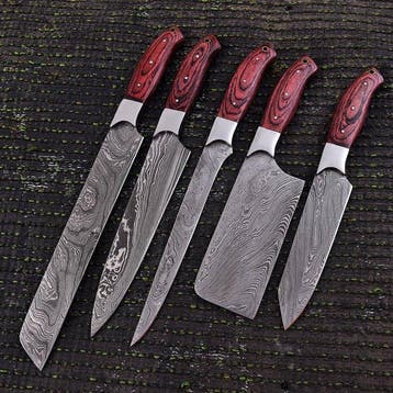 Keukenmes - Chefs knife - Gevouwen staal, Pakka wood -