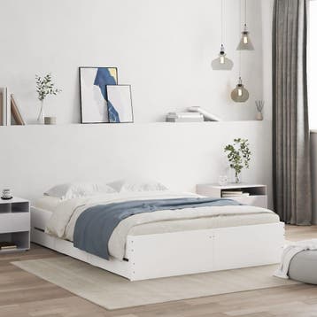vidaXL Bedframe met lades bewerkt hout wit 120x200 cm, Huis en Inrichting, Slaapkamer | Bedden, Verzenden, Wit, Nieuw, Twijfelaar