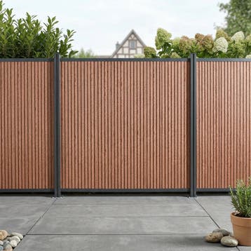 WPC schutting Grassano uitbreidingsset met 2 palen 185x180 c, Verzenden, Nieuw