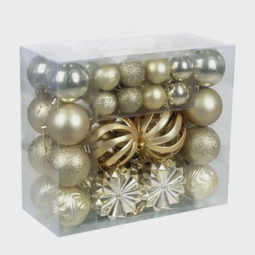 48-delige Set Kerstballen Plastic - Effen Kleur & Diverse Ma, Diversen, Kerst, Verzenden, Nieuw