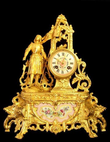 Figurale pendule - Joan of Arc in Armor – A very rare,