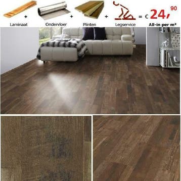 Laminaat + ondervloer + plinten + leggen = v.a.  24,90 p/m, Huis en Inrichting, Verzenden, Nieuw, Crème, Laminaat