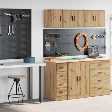 vidaXL Garagekasten 2 st bewerkt hout ambachtelijk eikenhout, Verzenden, Nieuw