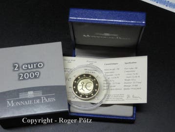 Frankreich 2 Euro 2009 Pp 10 Jahre Waehrungsunion bimetall, Verzenden