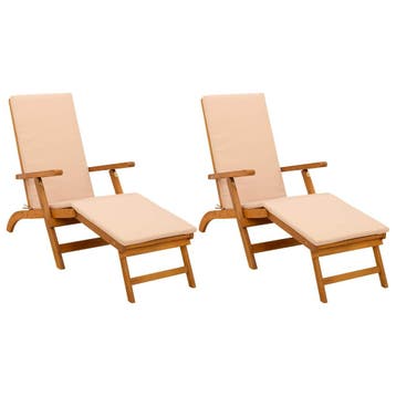 vidaXL Ligstoelkentingen en opvouwbare zonnebader 2 pcs, Verzenden, Nieuw
