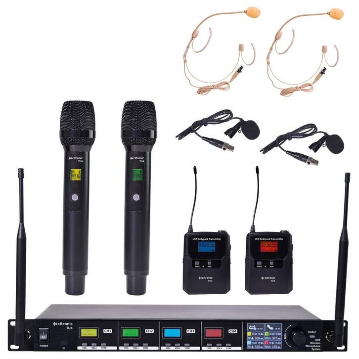 Citronic TU4-C Microfoonsysteem Met 2x Hand En 2x Headset, Muziek en Instrumenten, Microfoons, Overige typen, Nieuw, Verzenden