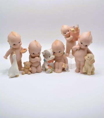 Jesco - Beeldje - 5 Kewpies de porcelana - Jesco / Rose
