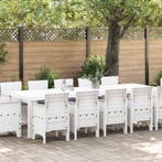 vidaXL Tuin Eetset met kussen 13 pcs Wit Synthetisch rattan, Verzenden, Nieuw, 3 zitplaatsen