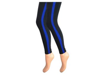 Dames legging - Katoen - Blauwe streep - Zwart, Verzenden, Nieuw