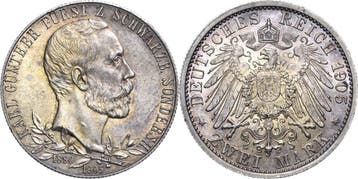 2 Mark 1905 Schwarzburg-sondershausen Karl Guenther 1880-..., Verzenden