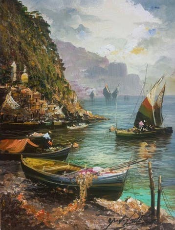 Guido Vuotto (1964) - Barche a riposo (Sorrento), Antiek en Kunst
