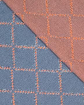 Geweven Denim Ruit Blauw/Oranje, Nieuw, Blauw