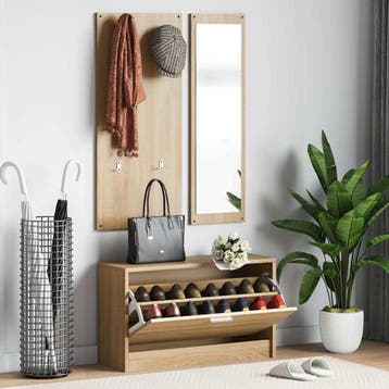 vidaXL 3-in-1 schoenenkastset Sonoma eiken bewerkt hout, Verzenden, Nieuw