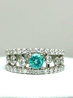 Statement ring - 18 karaat Witgoud - 1.35ct. tw. Paraiba