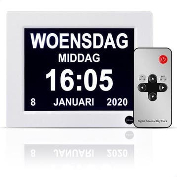 2dekans | SafeLife Dementieklok XL - Digitale kalenderklok, Ophalen of Verzenden, Zo goed als nieuw