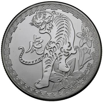 Lunar - Year of the Tiger (New Zealand) 1 oz 2022, Verzenden, Losse munt, Zilver