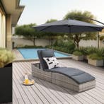 Ligbed / Zonnebed Lamia - Lichtgrijs - Polyrotan - Verstelba, Verzenden, Nieuw