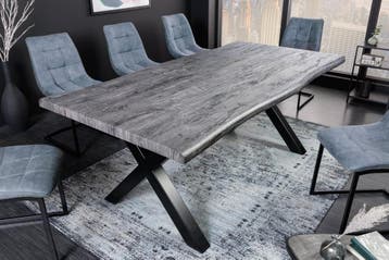 Industriële eettafel WILD 160cm grijs witgekalkt wild eiken, Ophalen of Verzenden, Nieuw