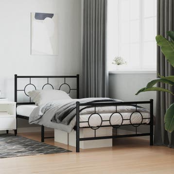 vidaXL Bedframe met hoofd- en voeteneinde metaal zwart, Eenpersoons, Verzenden, Zwart, Nieuw